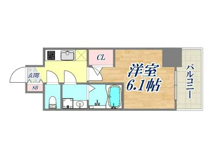 エスリード神戸兵庫駅ミッドポート(1K/11階)の間取り写真