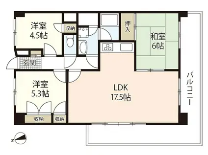鶴見ハイタウン(3LDK/11階)の間取り写真