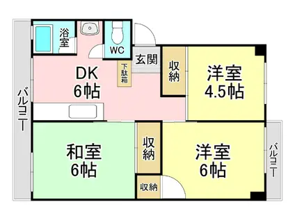松井マンション(3DK/3階)の間取り写真