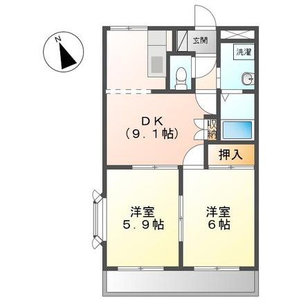 ピュアハイツK872(2DK/2階)の間取り写真