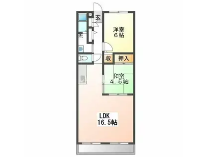 フォブール高松南 B棟(2LDK/2階)の間取り写真