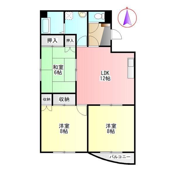 TKビル(3LDK/3階)の間取り写真