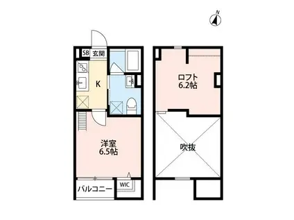 ユートピア新長田(1SK/2階)の間取り写真