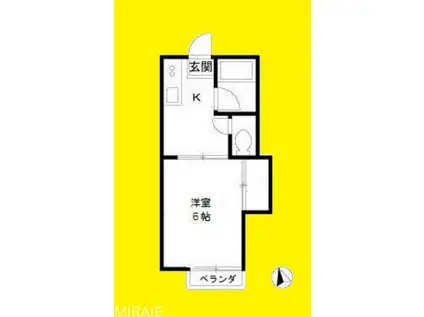 ハイムカケヒ(1K/2階)の間取り写真