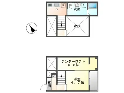 LENDROIT APAISANT (1K/2階)の間取り写真