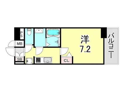 アドバンス神戸パーチェ(1K/8階)の間取り写真