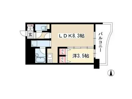 XーOVER21覚王山(1LDK/5階)の間取り写真