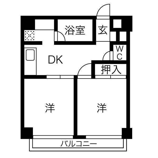 エルドール川原(2DK/4階)の間取り写真
