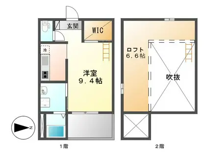 VEGA新富(1K/2階)の間取り写真