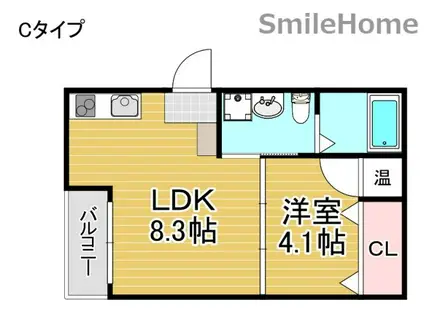 メゾン・オークルI(1LDK/3階)の間取り写真