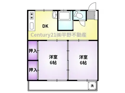 レイクヒル(2DK/4階)の間取り写真