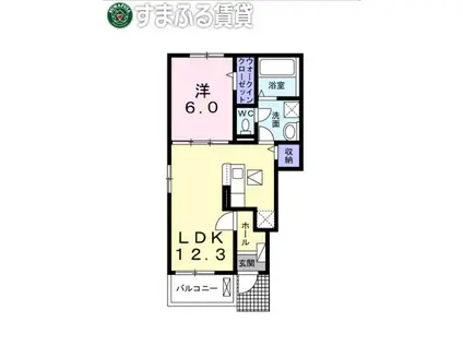 グランデヴィラ国森I(1LDK/1階)の間取り写真