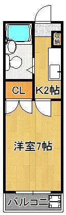ビブレマンション三萩野(ワンルーム/8階)の間取り写真