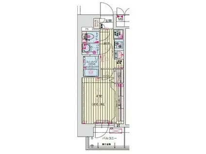 プレサンス京橋GREEN YARDアルミラ(1K/3階)の間取り写真