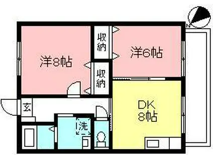 パルウエスト(2DK/1階)の間取り写真