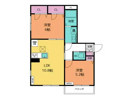 GRANDEUR(2LDK/1階)の間取り写真