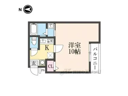 EN西ノ京二条(1K/1階)の間取り写真