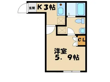 本厚木レジデンス(1K/3階)の間取り写真