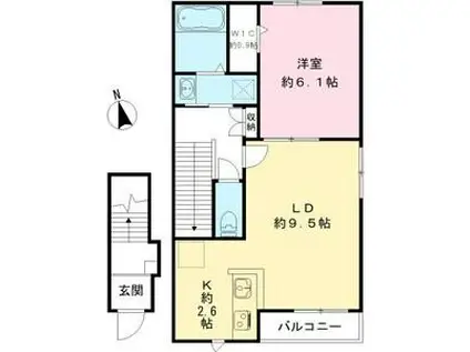 YOUR MAISON茜部中島(1LDK/2階)の間取り写真