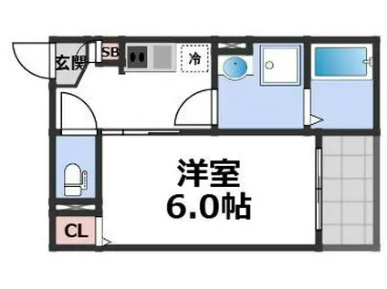 CLOUD放出(1K/2階)の間取り写真