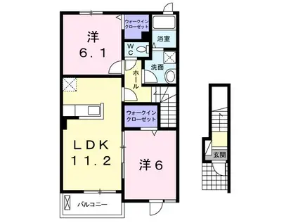 アジャート ビブレI(2LDK/2階)の間取り写真