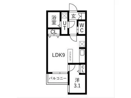 FIKA道徳(1LDK/2階)の間取り写真