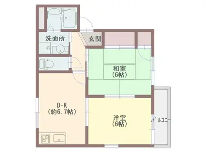 NANOS FORESTII(2DK/2階)の間取り写真