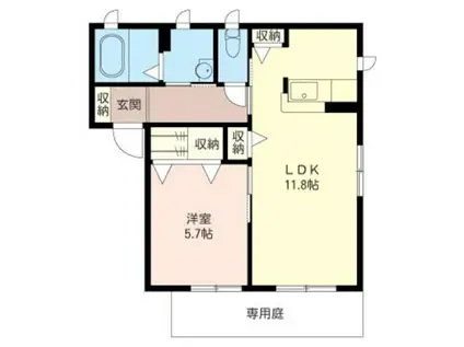 プロプルB(1LDK/1階)の間取り写真