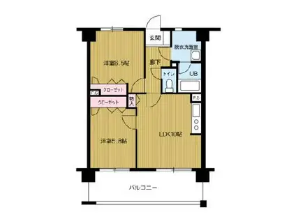 第4ケイコーマンション竹下(2LDK/9階)の間取り写真