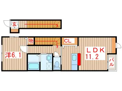 みつぼしハイツ(1LDK/2階)の間取り写真