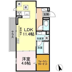 フレジェ(1LDK/1階)の間取り写真