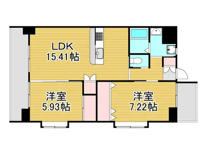 ウイングス穴生(2LDK/2階)の間取り写真