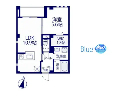 イルデュノール(1LDK/4階)の間取り写真