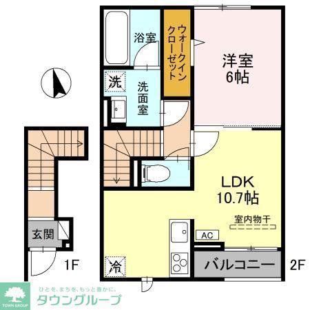 HYDRANGEA(1LDK/2階)の間取り写真