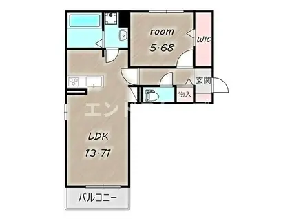 グランメールC(1LDK/1階)の間取り写真