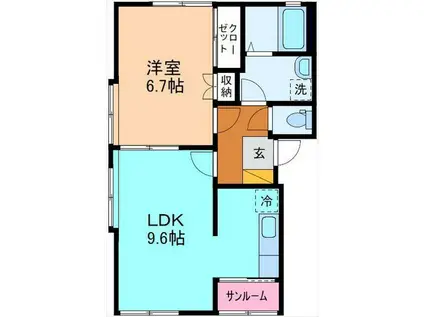アミティエ(1LDK/2階)の間取り写真
