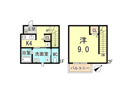 キューブハイツ(1K/1階)の間取り写真