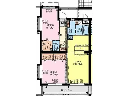 ARIETTA(2LDK/2階)の間取り写真