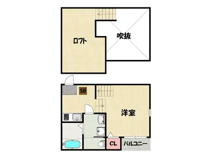 クレスト千早(1K/2階)の間取り写真