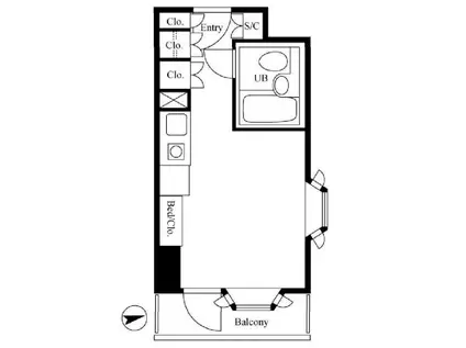 インペリアル南麻布コート&サテライト(ワンルーム/8階)の間取り写真