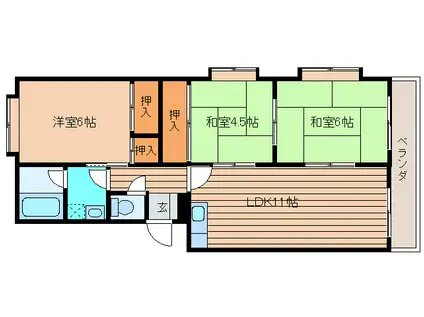 エルデ塩浜(3LDK/4階)の間取り写真