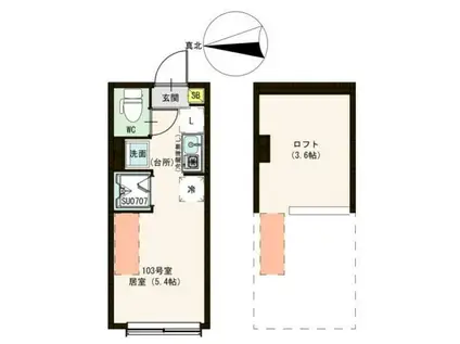 ハーモニーテラス中村南(ワンルーム/1階)の間取り写真