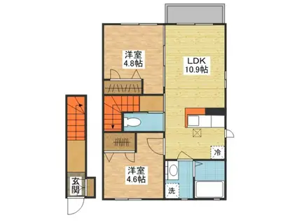ガーデンズヒル(2LDK/2階)の間取り写真