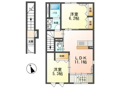 FELICE B (2LDK/2階)の間取り写真