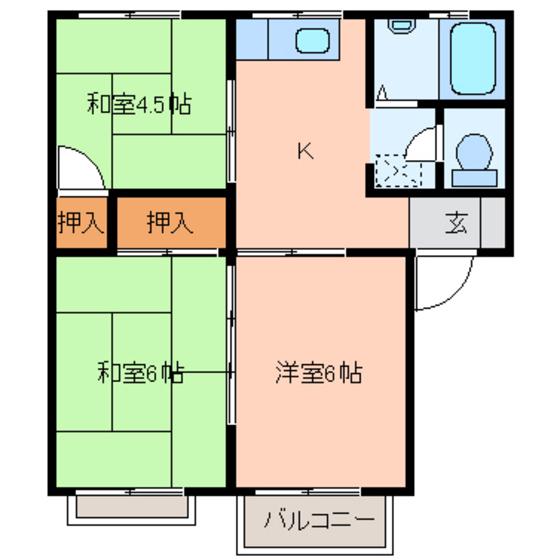 エクセレント中柵第2(3DK/2階)の間取り写真