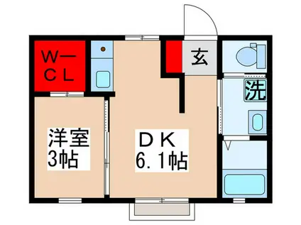 クレアフォート(1DK/1階)の間取り写真