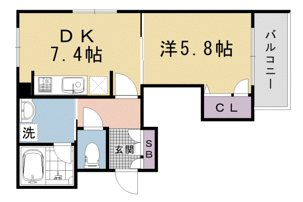 ディアマンテ鴨川五条(1DK/3階)の間取り写真