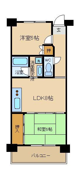クリスタルシャトウ(2LDK/3階)の間取り写真