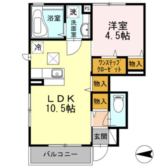 富士二番館(1LDK/1階)の間取り写真