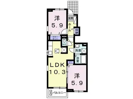 プレゾン B(2LDK/1階)の間取り写真